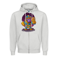 Dove Grey cartoons super hero Strong Hands Zipper Hoodie - artisFamous