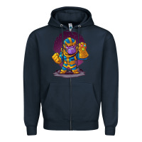 Navy cartoons super hero Strong Hands Zipper Hoodie - artisFamous