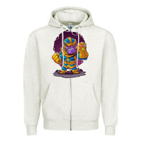 Oatmeal Heather cartoons super hero Strong Hands Zipper Hoodie - artisFamous