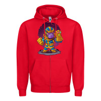 Red cartoons super hero Strong Hands Zipper Hoodie - artisFamous