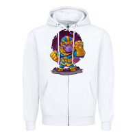 White cartoons super hero Strong Hands Zipper Hoodie - artisFamous