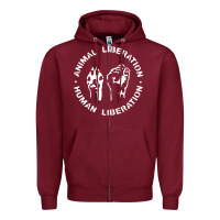 Burgundy animal liberation Zipper Hoodie - artisFamous