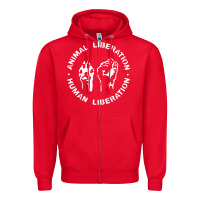 Red animal liberation Zipper Hoodie - artisFamous