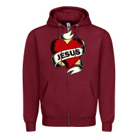 Burgundy jesus love Zipper Hoodie - artisFamous