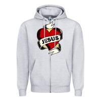 Heather Grey jesus love Zipper Hoodie - artisFamous