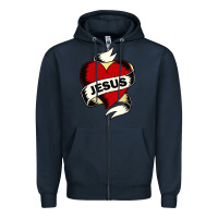 Navy jesus love Zipper Hoodie - artisFamous
