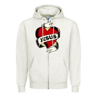 Oatmeal Heather jesus love Zipper Hoodie - artisFamous
