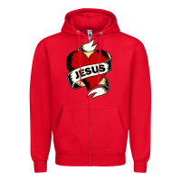 Red jesus love Zipper Hoodie - artisFamous