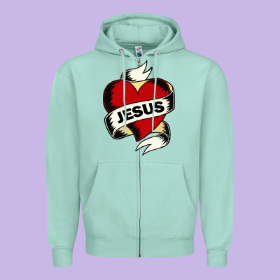 Jesus Love Zipper Hoodie Designed By Artisfamous