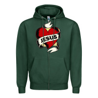 Sports Green jesus love Zipper Hoodie - artisFamous