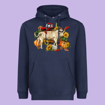 Fall Charolais Bull Heavyweight Hoodie Designed By Ranaportraitstore