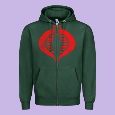 Vintage Cobra Symbol Zipper Hoodie Designed By Artisfamous
