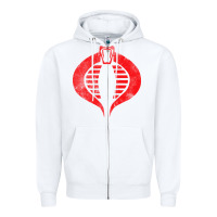 White vintage cobra symbol Zipper Hoodie - artisFamous