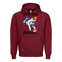 Burgundy taekwondo sport art Zipper Hoodie - artisFamous