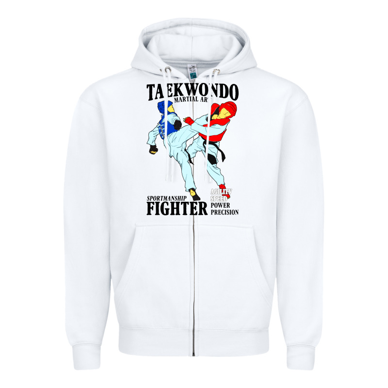 Taekwondo Sport Art Zipper Hoodie by artisFamous | Teevron