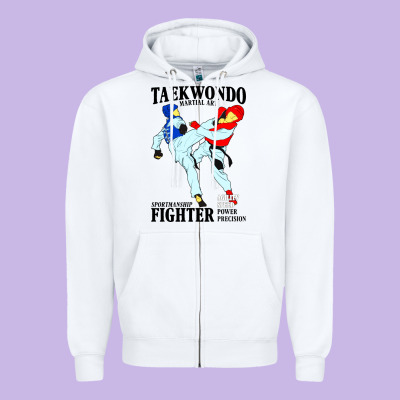 Taekwondo Sport Art Zipper Hoodie Designed By Artisfamous