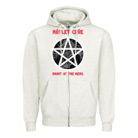 Oatmeal Heather shout at the devil Zipper Hoodie - artisFamous