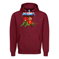 Burgundy he man and battle cat Zipper Hoodie - artisFamous