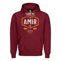 Burgundy Amir Personalized Name Birthday Gift Zipper Hoodie - artisFamous