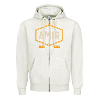 Oatmeal Heather Amir Personalized Name Birthday Gift Zipper Hoodie - artisFamous