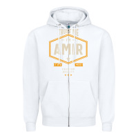 White Amir Personalized Name Birthday Gift Zipper Hoodie - artisFamous