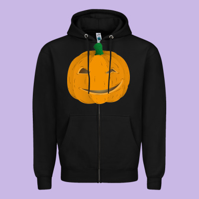 Pumpkin Zipper Hoodie Designed By Artisfamous
