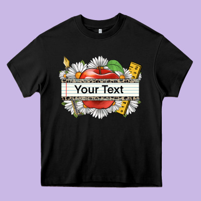 Floral Teacher Custom Name Heavy Core Tee Designed By Cowgirlartshop