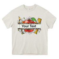 Cream floral teacher custom name Heavy Core Tee - CowGirlArtShop