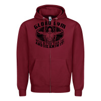 Burgundy globo gym Zipper Hoodie - artisFamous