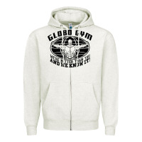 Oatmeal Heather globo gym Zipper Hoodie - artisFamous