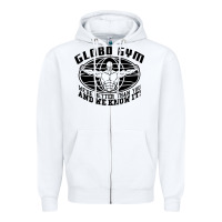 White globo gym Zipper Hoodie - artisFamous