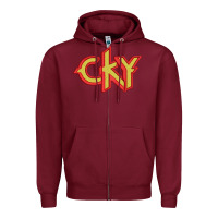 Burgundy cky Zipper Hoodie - artisFamous