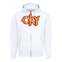 White cky Zipper Hoodie - artisFamous