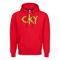 Red cky Zipper Hoodie - artisFamous