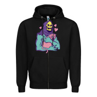 Black skeletor's hug cat Zipper Hoodie - artisFamous