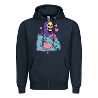 Navy skeletor's hug cat Zipper Hoodie - artisFamous