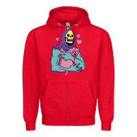 Red skeletor's hug cat Zipper Hoodie - artisFamous