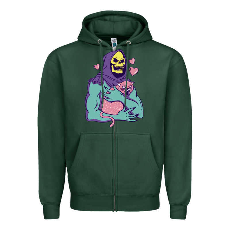 Skeletor's Hug Cat Zipper Hoodie by artisFamous | Teevron