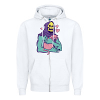 White skeletor's hug cat Zipper Hoodie - artisFamous