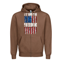 Chestnut I STAND FOR FREEDOM WITH A DISTRESSED AMERICAN FLAG Zipper Hoodie - artisFamous