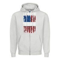 Dove Grey I STAND FOR FREEDOM WITH A DISTRESSED AMERICAN FLAG Zipper Hoodie - artisFamous