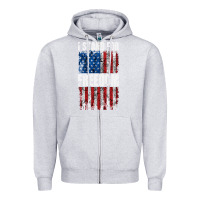 Heather Grey I STAND FOR FREEDOM WITH A DISTRESSED AMERICAN FLAG Zipper Hoodie - artisFamous