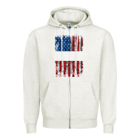 Oatmeal Heather I STAND FOR FREEDOM WITH A DISTRESSED AMERICAN FLAG Zipper Hoodie - artisFamous