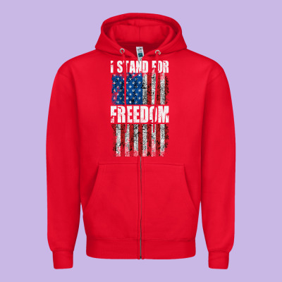 I Stand For Freedom With A Distressed American Flag Zipper Hoodie Designed By Artisfamous