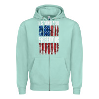 Seafoam I STAND FOR FREEDOM WITH A DISTRESSED AMERICAN FLAG Zipper Hoodie - artisFamous