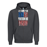 Smoke I STAND FOR FREEDOM WITH A DISTRESSED AMERICAN FLAG Zipper Hoodie - artisFamous