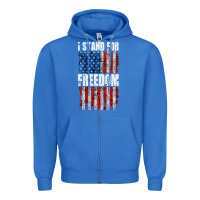 True Royal I STAND FOR FREEDOM WITH A DISTRESSED AMERICAN FLAG Zipper Hoodie - artisFamous