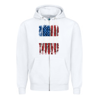 White I STAND FOR FREEDOM WITH A DISTRESSED AMERICAN FLAG Zipper Hoodie - artisFamous