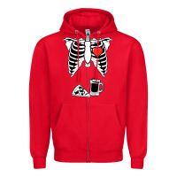 Red dad skeleton halloween beer pizza Zipper Hoodie - artisFamous