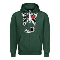 Sports Green dad skeleton halloween beer pizza Zipper Hoodie - artisFamous